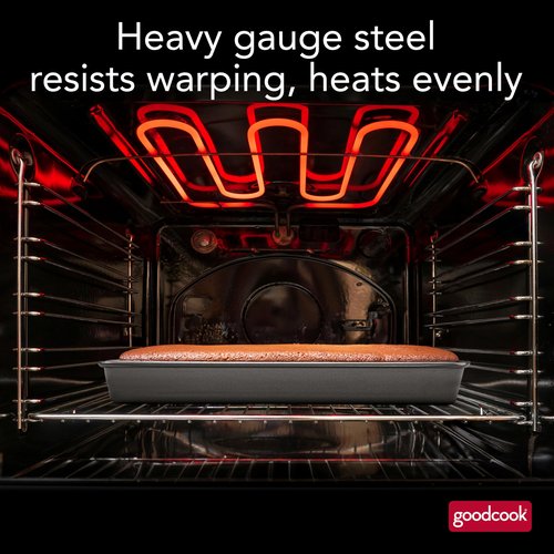 GoodCook 11 x 7 In Nonstick Steel Cake Baking Pan, Brownies, Biscuits, and Cake, Gray