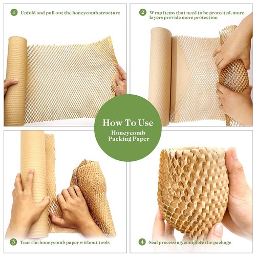 Honeycomb Packing Paper - 15" x 262' Recyclable Cushioning Wrap Roll for Moving & Shipping | Khaki