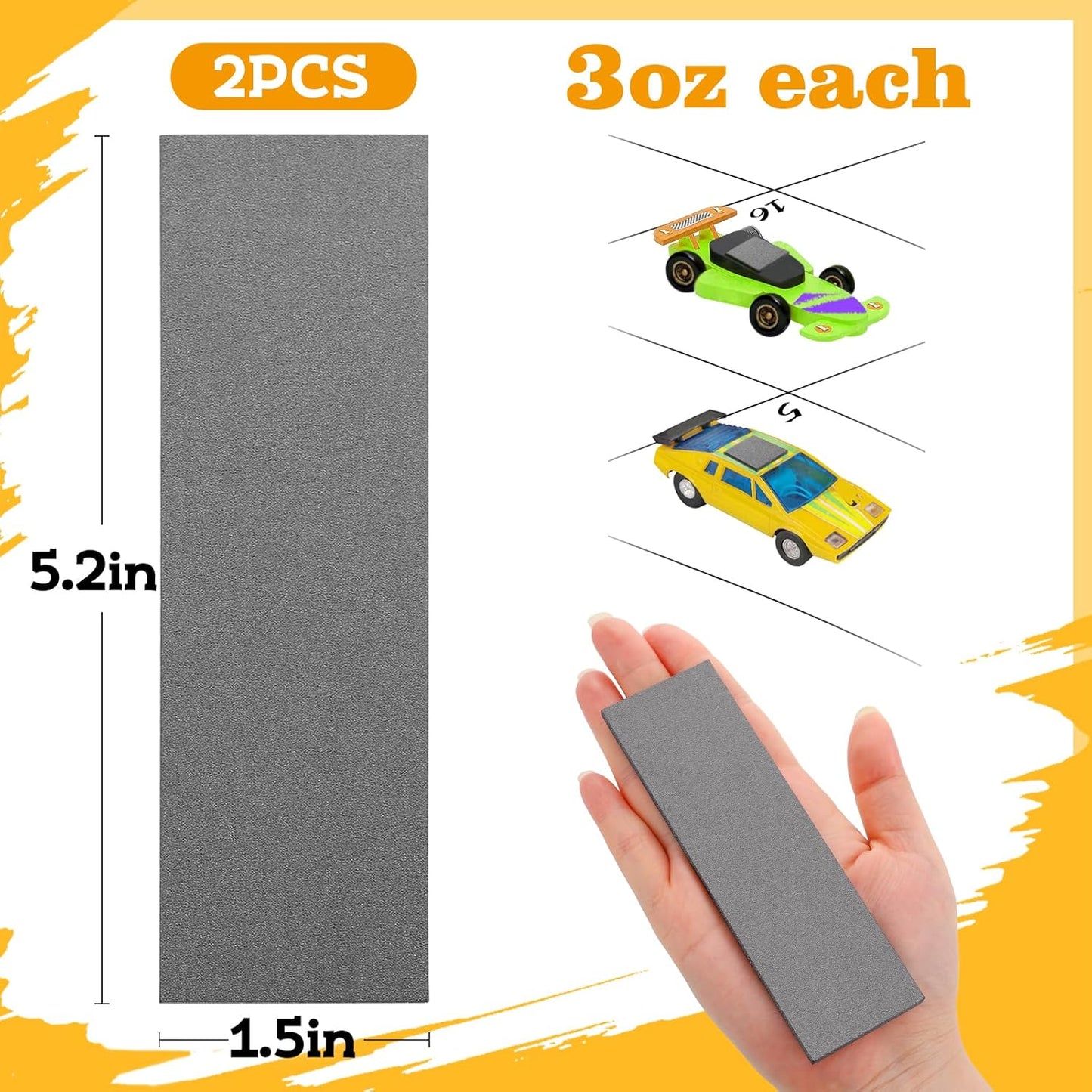 Stick On Flex Tungsten Weights - 3oz Cuttable Pinewood Derby Car Weights for Enhanced Speed | 2 Pack