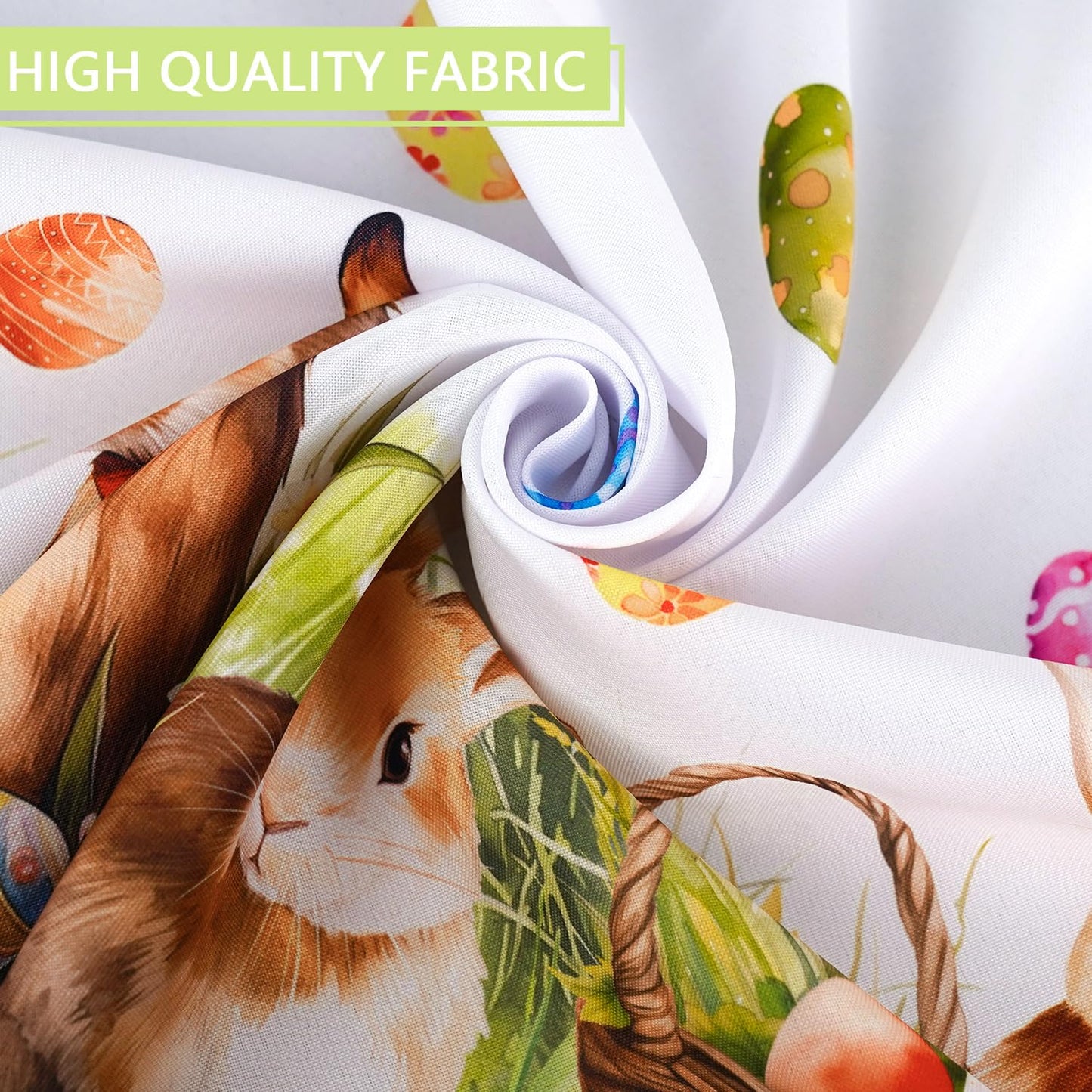 Roszwtit Spring Easter Tablecloth, Easter Eggs Bunny Floral Table Cloth Waterproof, Spring Rabbit Flowers Kitchen Table Decor for Dining Holiday Party 60x84 Inch Oval