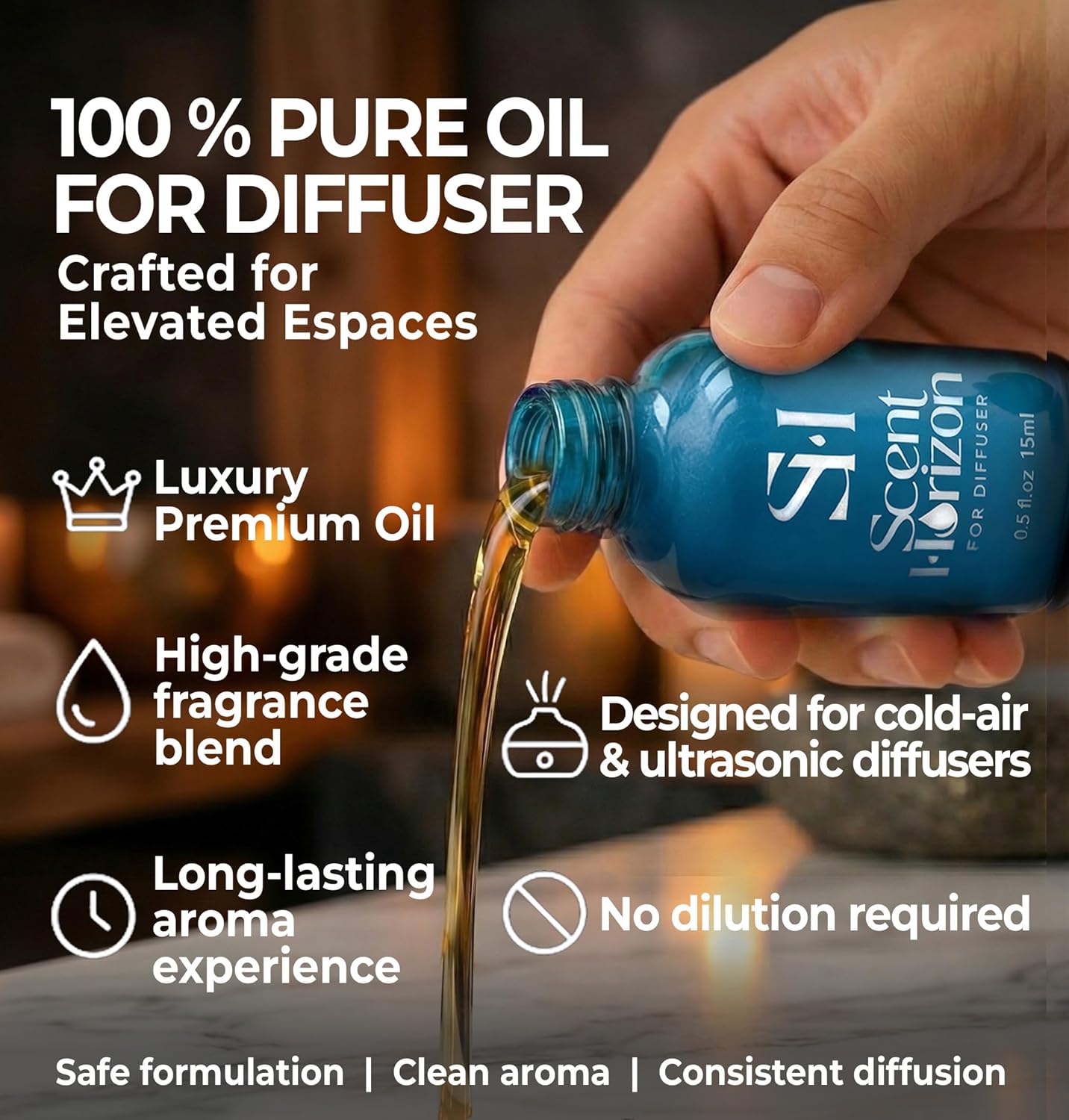 Royal Cashmere RC Hotel Diffuser Oil - 5-Star Luxury Fragrance | 0.5 Fl Oz (15 ml) for Ultrasonic & Waterless Diffusers