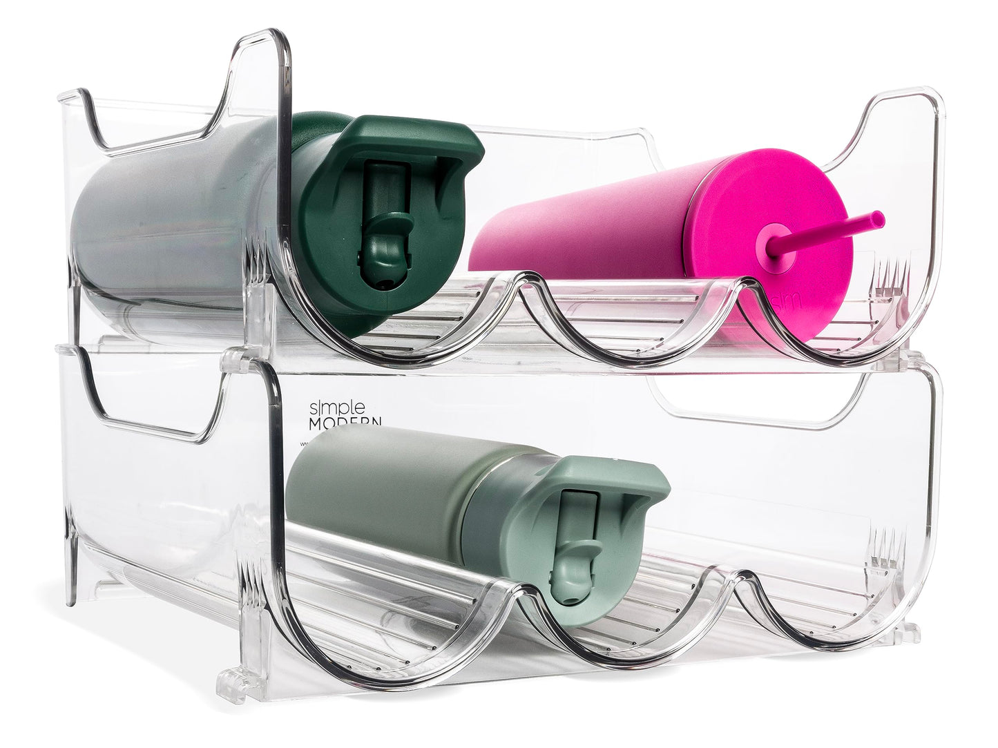 Simple Modern Water Bottle Organizer for Cabinet | Stackable Storage Plastic Organizer Rack for Bottles and Tumbler | Organization Shelf for Pantry, Kitchen, Refrigerator, Countertop | 2 Pack