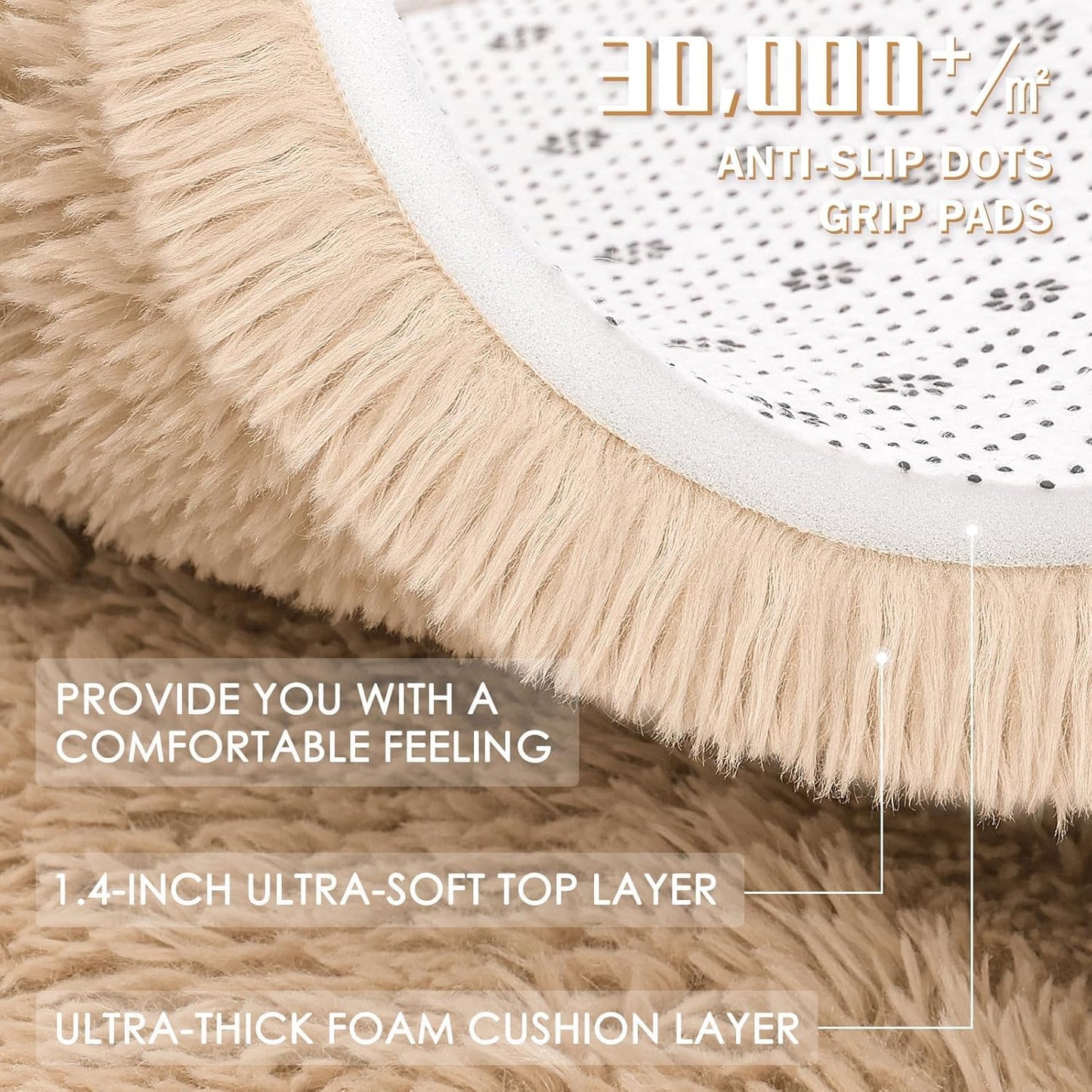 OLANLY Large Area Rug - Soft Fluffy Shaggy Indoor Carpet for Living Room & Bedroom | 5x9, Beige
