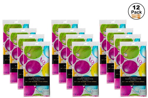 Exquisite 12-Pack Premium Plastic Tablecloth 54in. x 108in. Rectangle