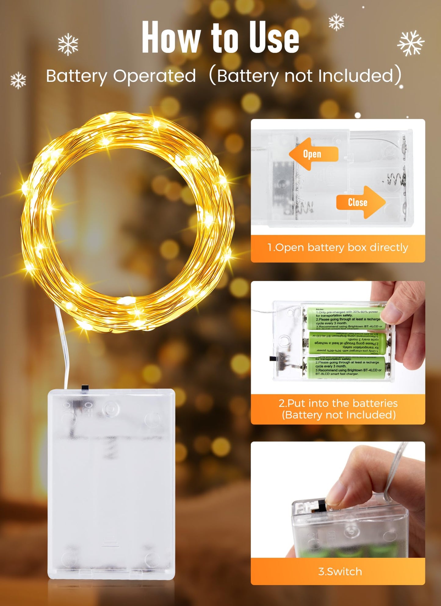 Minetom Fairy String Lights, 33Ft 100 LED Mini Battery Operated Fairy Lights Copper Wire Twinkle Lights Mason Jar Lights, Waterproof Starry Firefly Lights for Party Wedding Christmas Decor