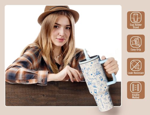 DLOCCOLD 40 oz Tumbler with Handle and Flip Straw, 100% Leak Resistant Leak-Proof Tumbler with Lid and Straw, Insulated Stainless Steel Travel Coffee Mug, Keeps Cold or Hot, Car Cupholder Friendly
