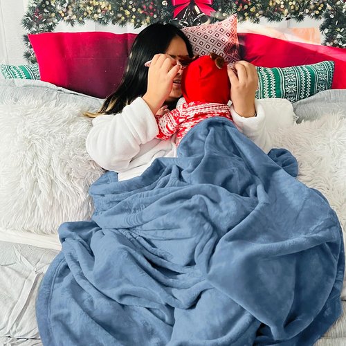 Bedsure GentleSoft Fleece Blanket - King Size Washed Blue, Soft & Cozy Lightweight Microfiber, 108x90 Inches
