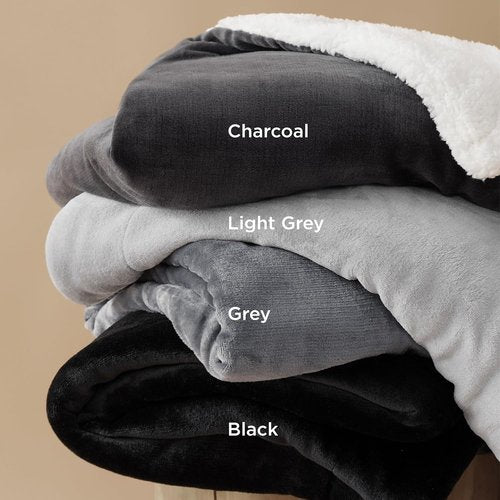 Bedsure GentleSoft Sherpa Fleece Queen Blanket - Thick, Warm, Plush Throw for Winter - Grey, 90x90 Inches