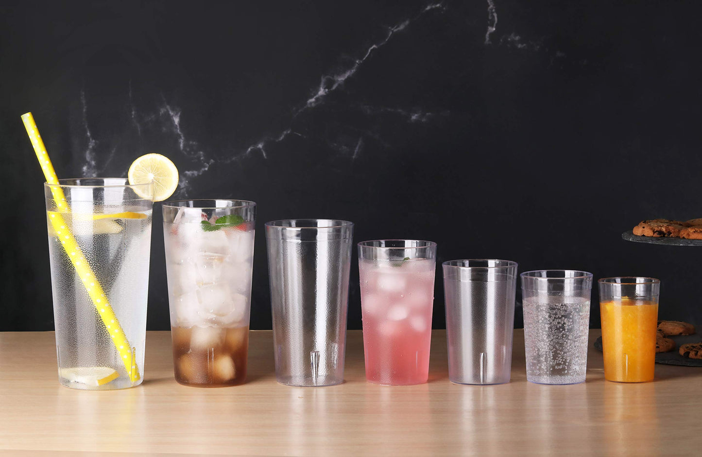 New Star Foodservice Restaurant-Grade Polycarbonate Beverage Tumblers, 12 oz, Clear, Set of 12