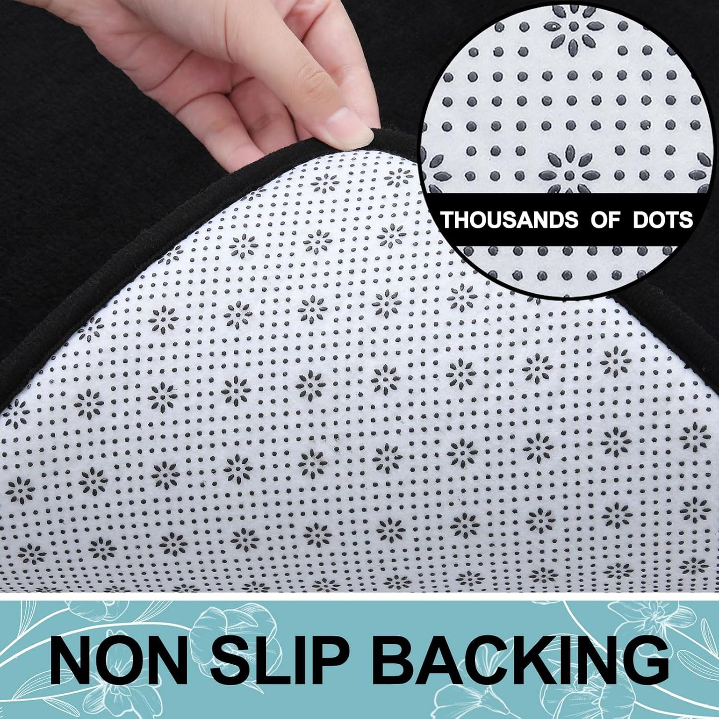 Smiry Memory Foam Bath Mat - Extra Soft & Absorbent Non-Slip Bathroom Carpet | 30x20 Inches, Black