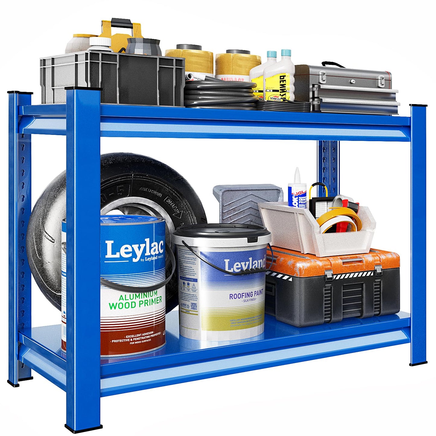 Rufokisa Garage Shelving Heavy Duty，Large Loads Adjustable Garage Storage Shelves, Metal Storage Racks and Shelving Units, Utility Rack Shelves,48”W x 18”D x 39”H,Blue