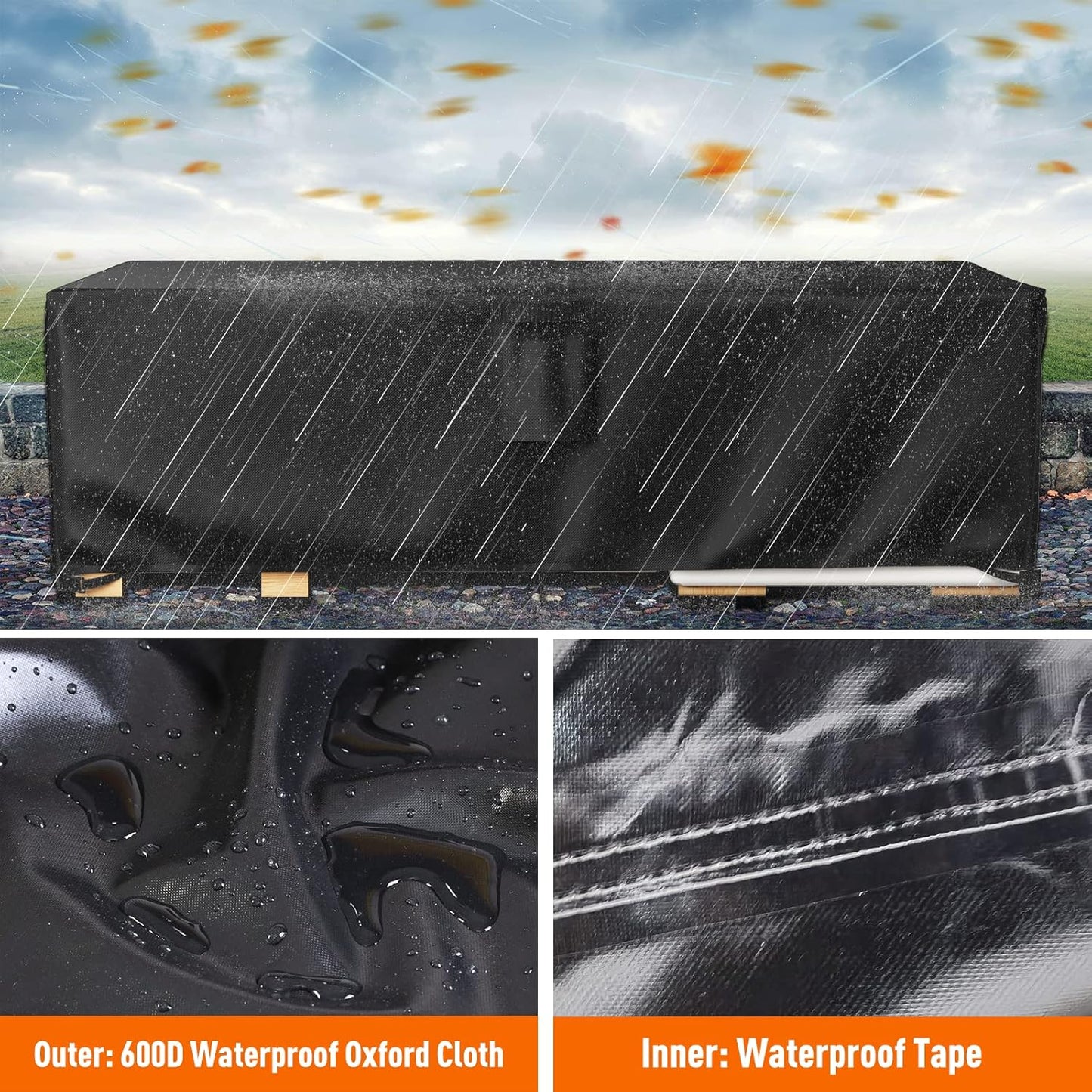 Ruimoy Outdoor Furniture Cover - Heavy Duty Waterproof Protection | Fits Tables & Chairs (108" L x 82" W x 27.9" H)