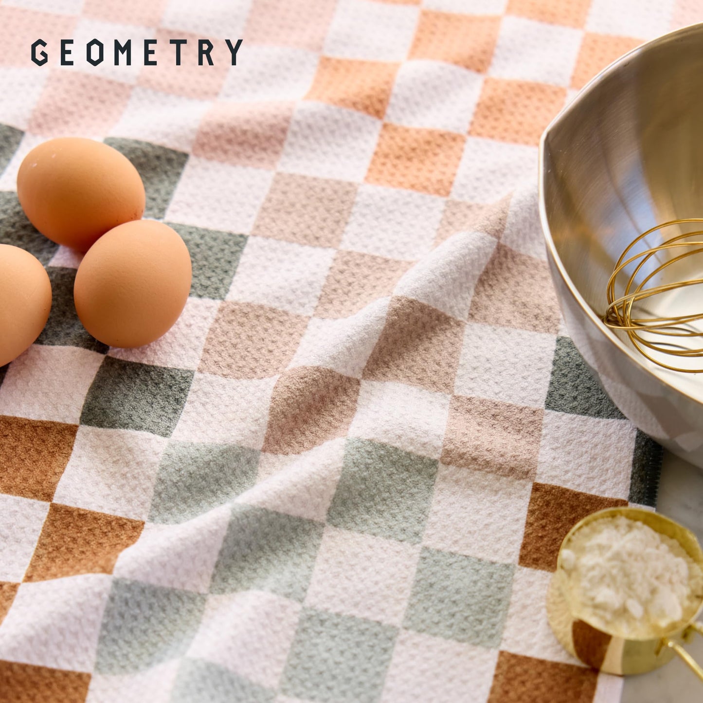 GEOMETRY Kitchen Tea Towels - Quick Dry Microfiber Dish Towels for Kitchen Checkmate CA, 18" x 30" 2-Pack