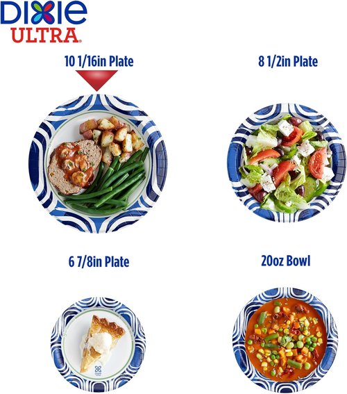 Dixie Ultra Large Paper Plates - 10 Inch, 172 Count | Heavy Duty, Microwave-Safe & Soak-Proof
