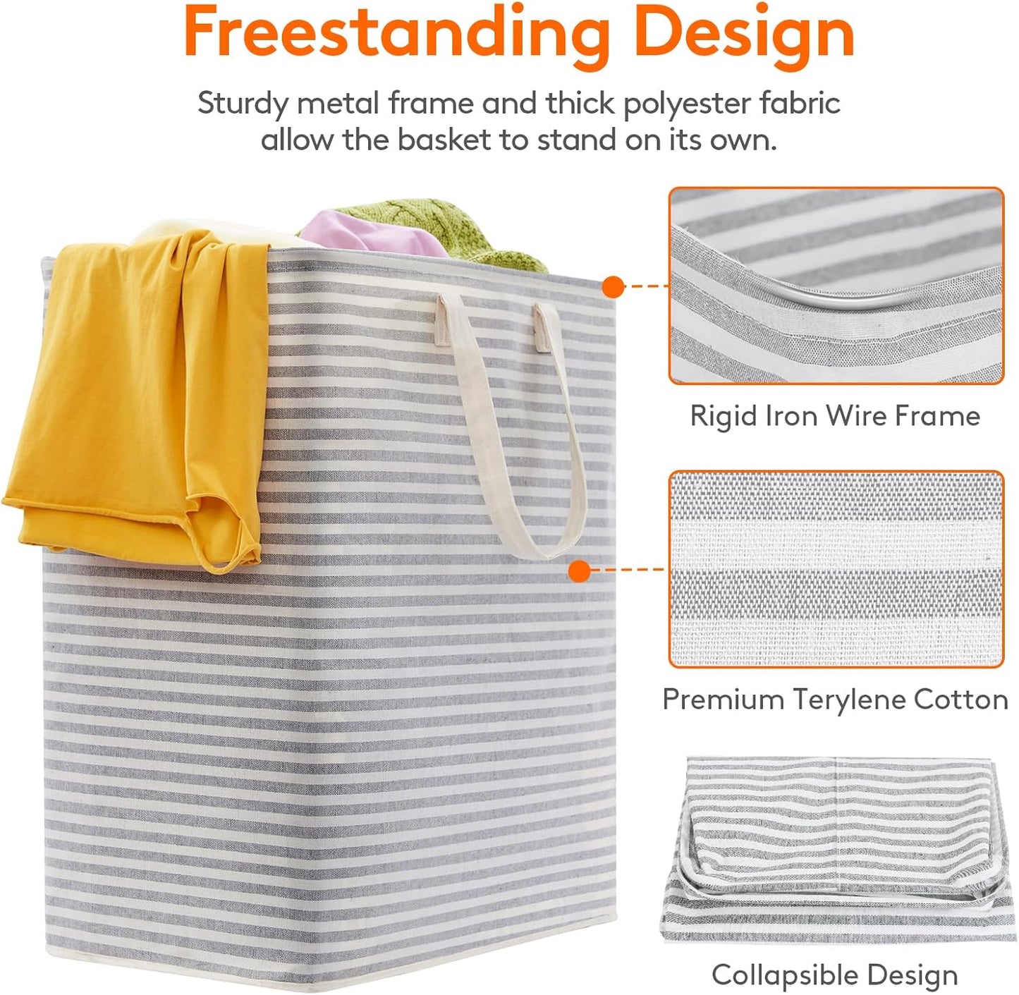 Lifewit Laundry Basket - 100L Collapsible Hamper with Reinforced Handles | Waterproof Design in Grey