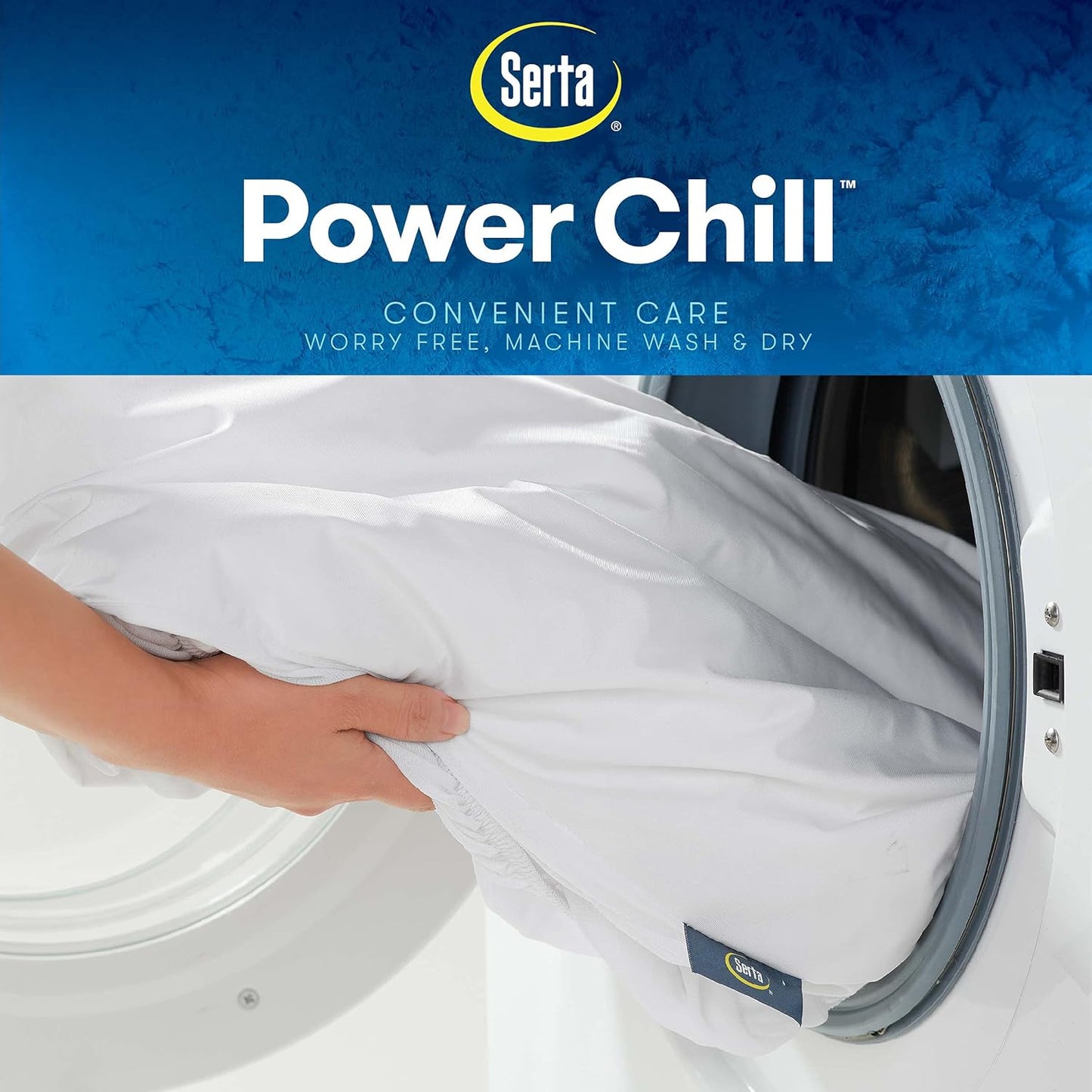Serta Power Chill California King Size Waterproof Mattress Cover, Soft and Breathable Cooling Mattress Protector, 15" Elastic Deep Pocket for Secure Fit, White