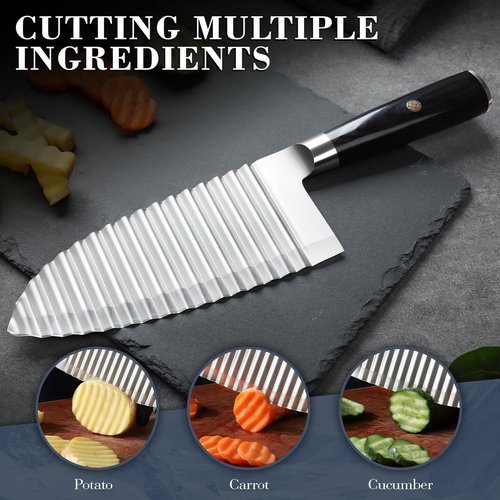 Dragon Creek Crinkle Cutter Knife - Wavy Vegetable & Fruit Slicer | Stainless Steel Design for Fun Cooking