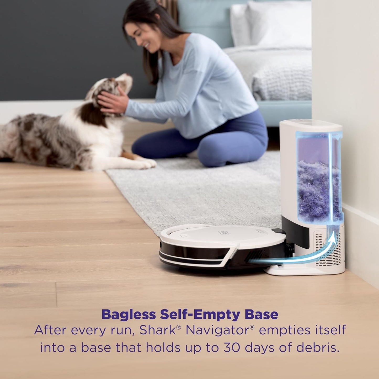 Shark Navigator Robot Vacuum - Powerful Suction & Self-Empty Base for Carpets & Hard Floors | White, AV2110S