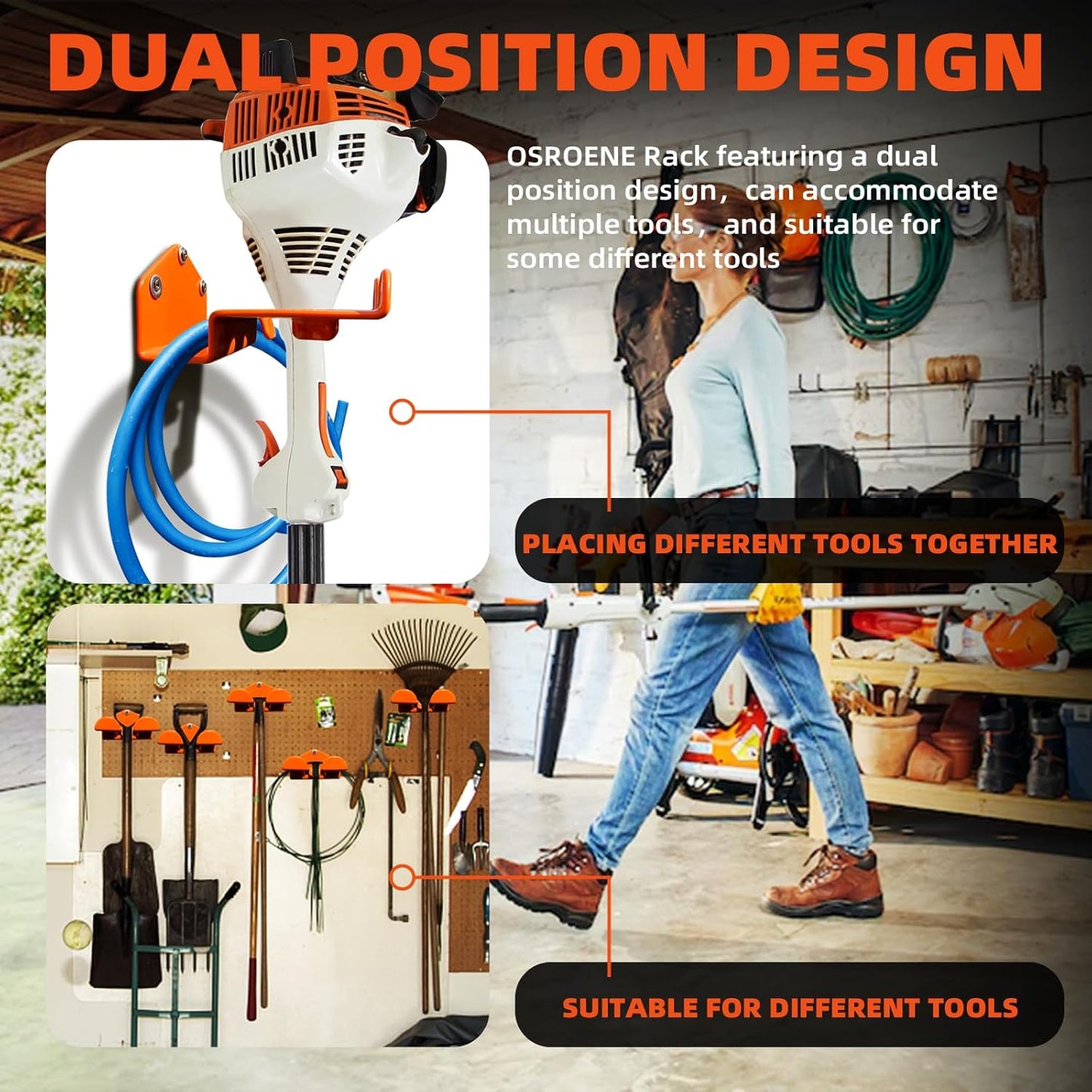 Weedeater Hanger - Heavy Duty Wall-Mounted Weed Wacker Hooks for Garage Organization | 1 Pack