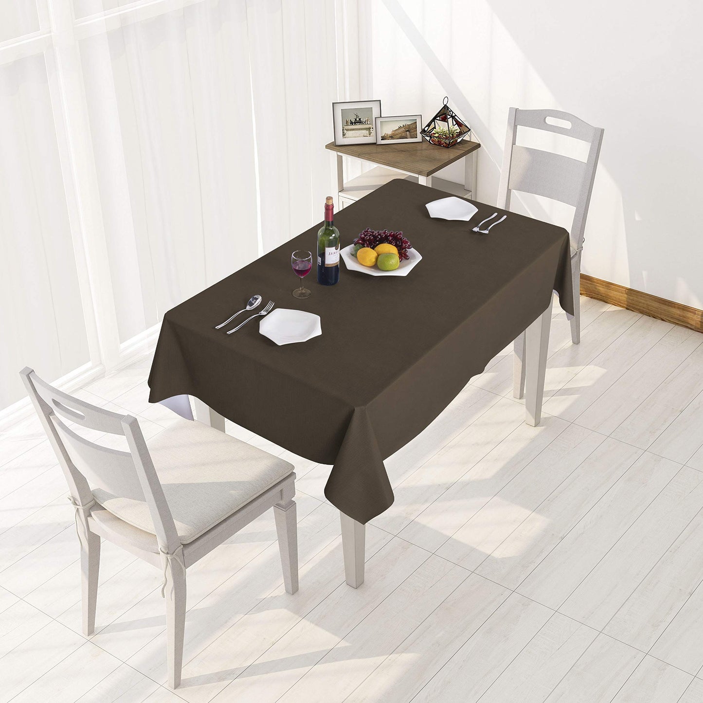 sancua 100% Waterproof Rectangle PVC Tablecloth - 54 x 120 Inch - Oil Proof Spill Proof Vinyl Table Cloth, Wipe Clean Table Cover for Dining Tables, Buffet Parties and Camping, Coffee