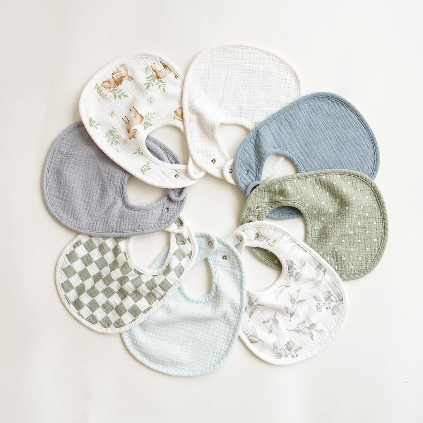 Konssy Muslin Baby Bibs - 8 Pack Soft Absorbent Bandana Bibs for Teething | Unisex Cotton Set