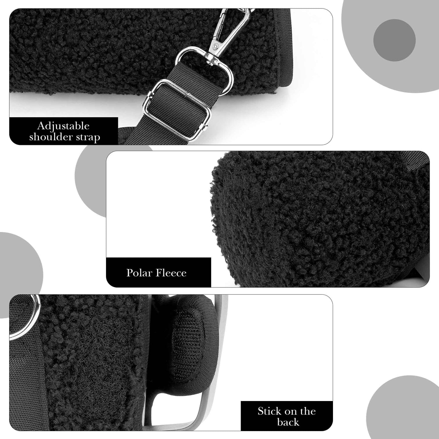 Linkidea Tumbler Carrier with Strap Compatible with Iron °Flask Grip Coffee Mug 16oz, Polar Fleece Mug Sling Bag Holder with Shoulder Strap (Black)