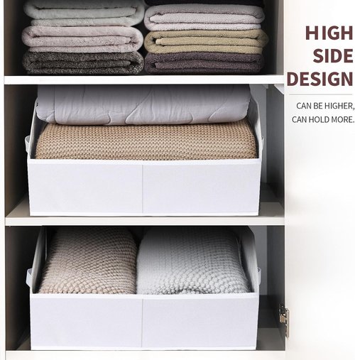 Homsorout Decorative Closet Baskets - Trapezoid Storage Bins with Handles, 10-Pack, White