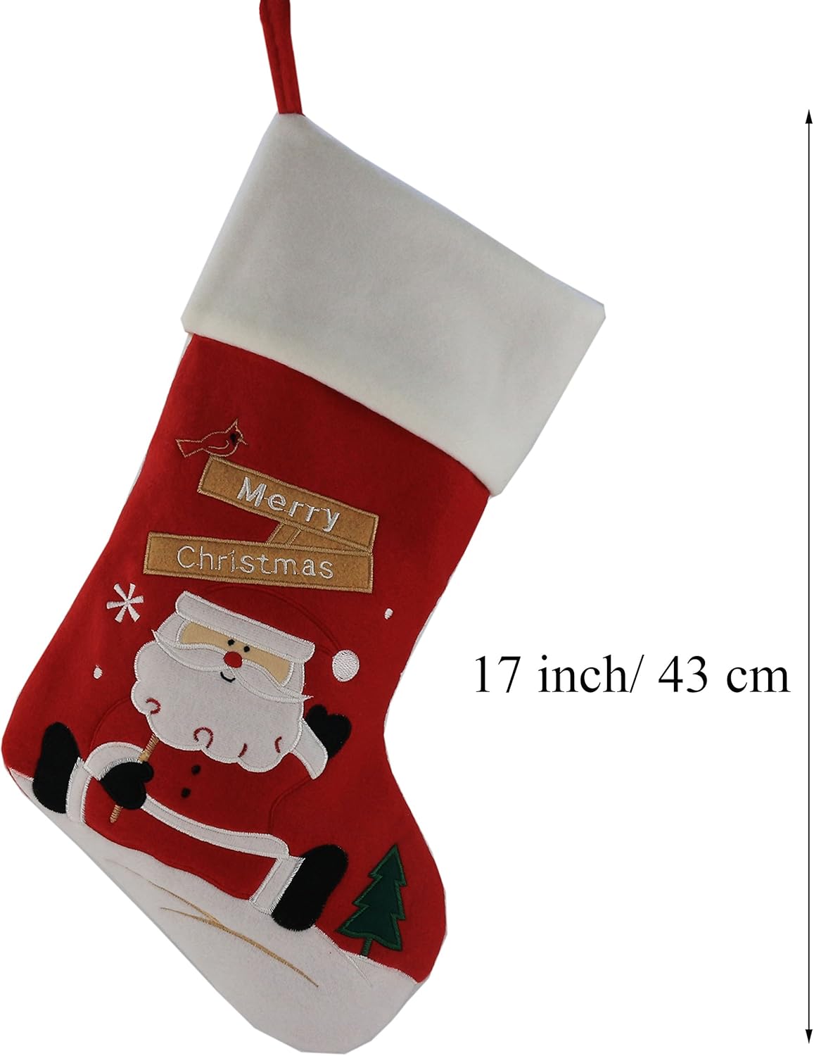 Classic Christmas Stockings Set of 2 - Santa & Snowman 17-Inch Holiday Decor