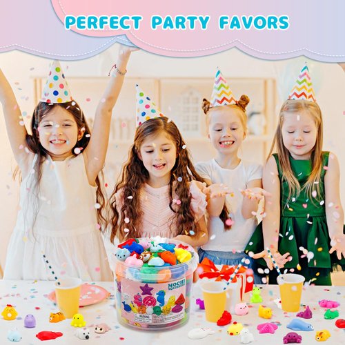 80 Pack Mochi Squishy Toys, Party Favors for Kids 4-8-12,Birthday Gifts Treasure Box Classroom Prizes Goodie Bag Stuffers, Mini Squishy Fidget Toys, Carnival Prizes in Bulk