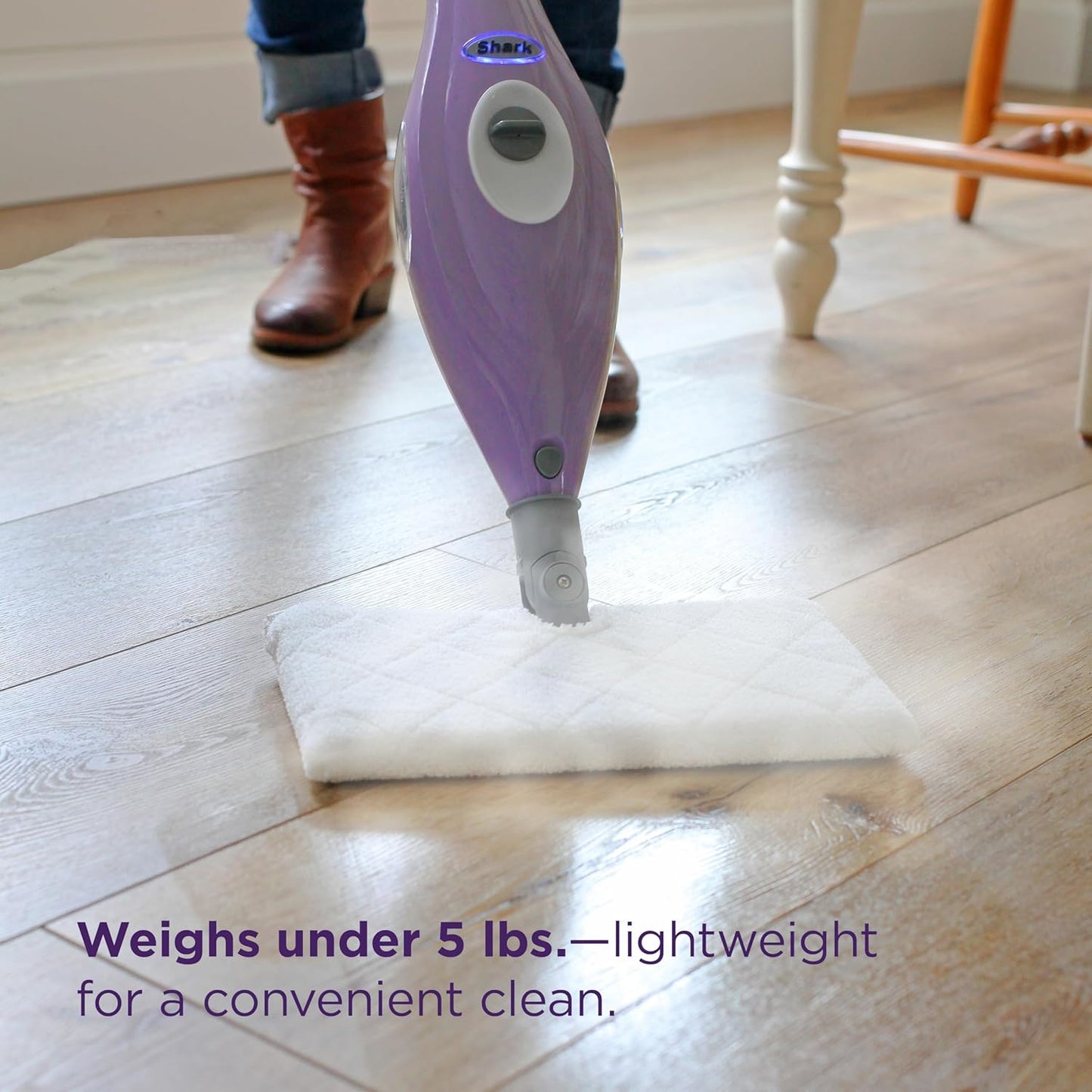 Shark Steam Pocket Mop - Lightweight Steam Cleaner for Sealed Hard Floors | 2 Washable Pads, Purple, S3501