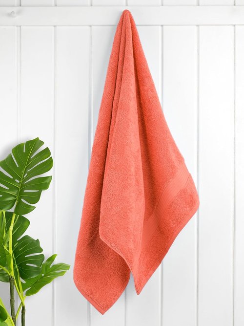Cotton Paradise 4 Piece Turkish Bath Towels - Extra Large Soft Plush Set in Coral