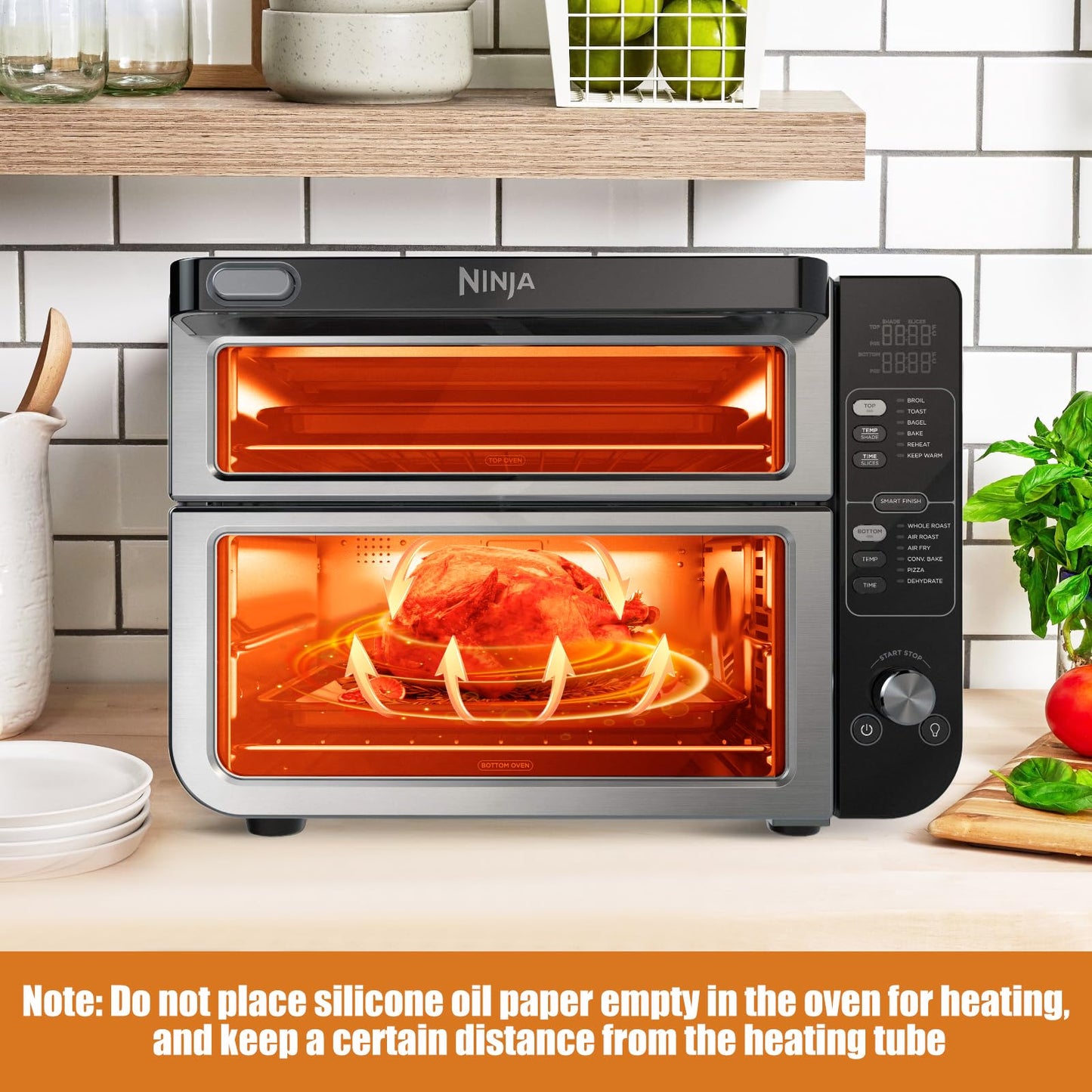 Air Fryer Parchment Paper for Ninja 12-in-1 Double Oven DCT451 DCT401 DCT601 DCT651, 100PCS Air Fryer Disposable Liners for Ninja Foodi Airfryer Combo