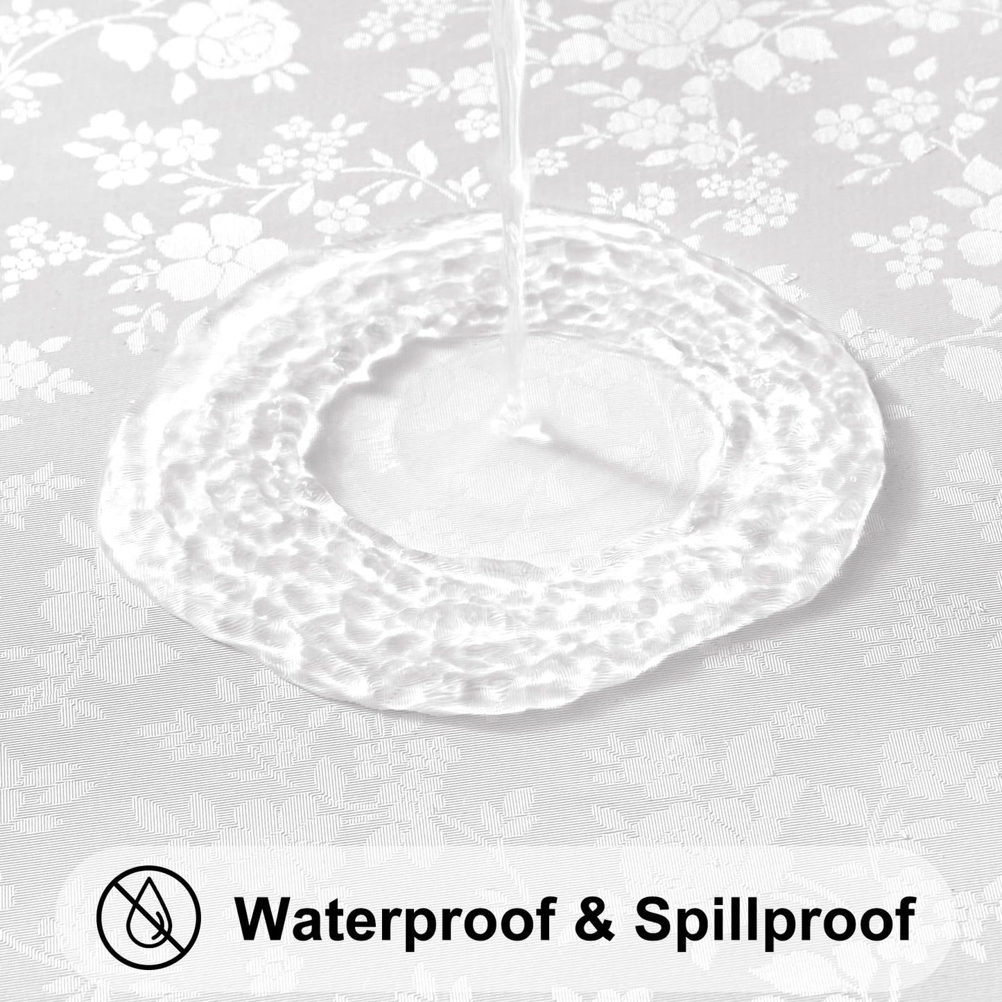 Smiry Round Picnic Tablecloth, Elastic Waterproof Fitted Heavy Duty Vinyl Tablecloths for 45"-56" Tables, Wipeable Washable Table Cover for Kitchen, Dining, Camping, Outdoor, White