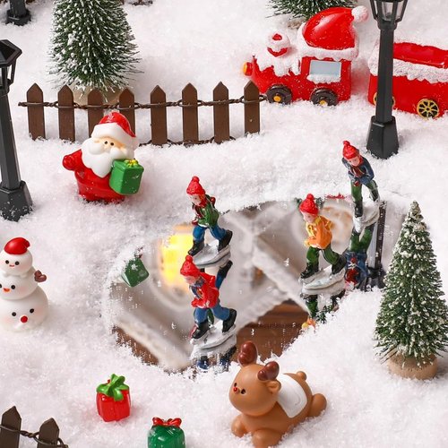 Colingmill 29-Piece Christmas Ski Village Figures Set - Miniature Ice Skating Rink Accessories for Holiday Decor