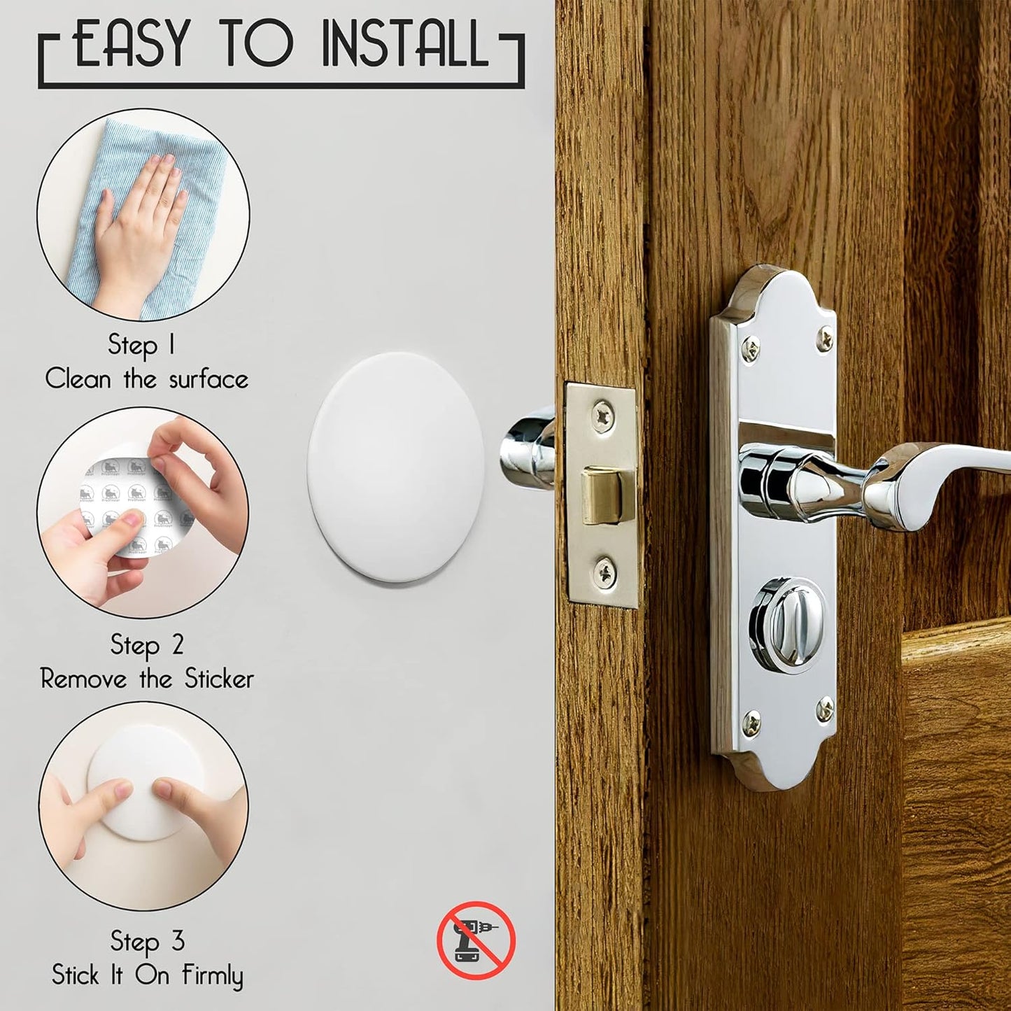 Skiennix Door Stoppers - Large 3.15" Silicone Wall Protectors - Strong Adhesive & Shock Absorbent - 4 Pack - White