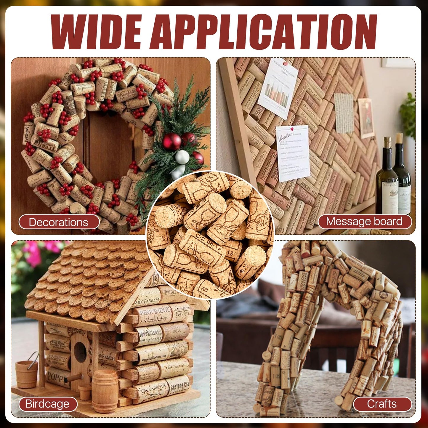 Aemygo 200 Pack Straight Wine Corks, #8 Natural Corks For Crafts, 7/8" x 1 3/4" Soft Wood Cork Stoppers, Wine Bottle Stoppers For Crafting Decor, DIY Arts