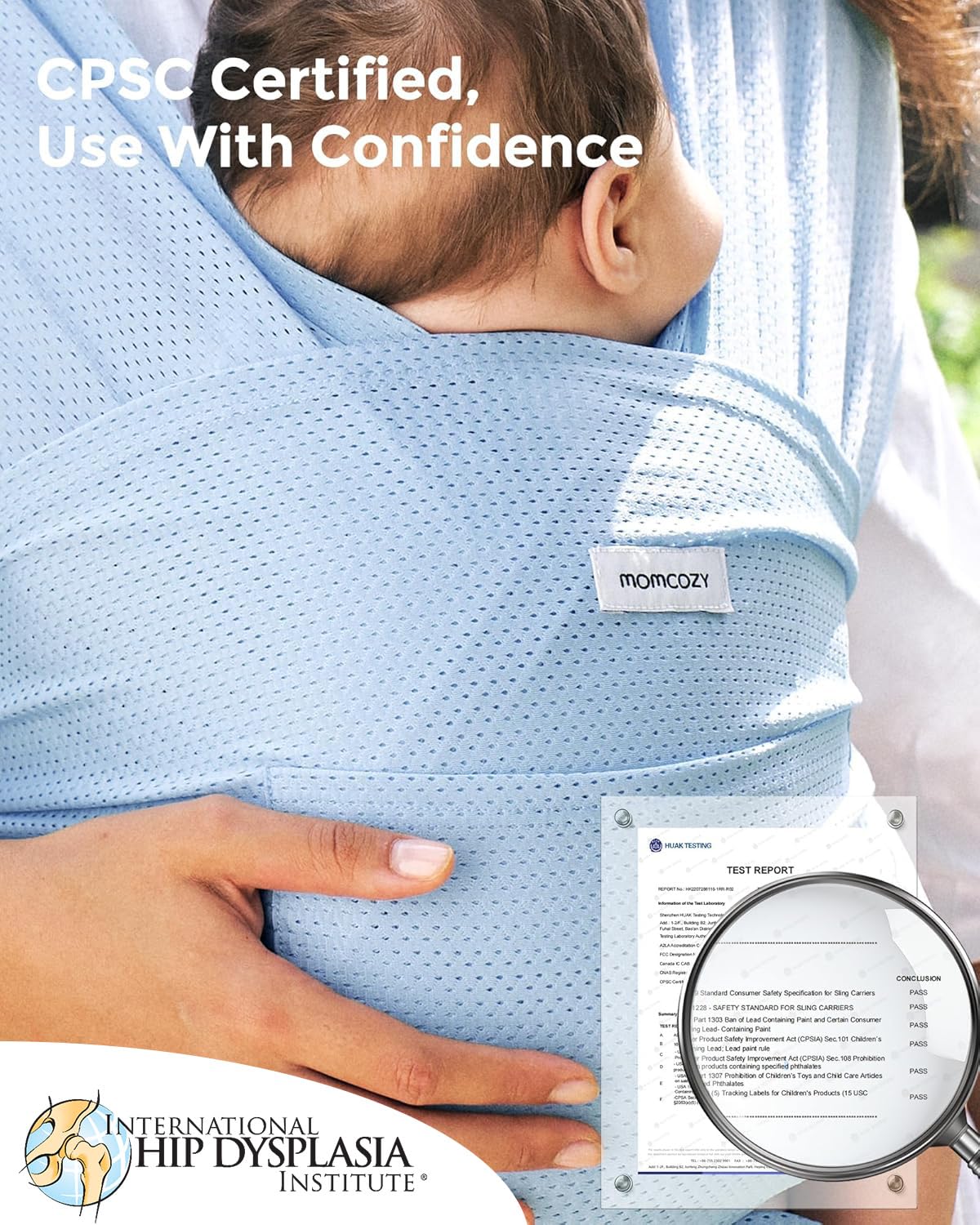 Momcozy Baby Carrier AirMesh - Lightweight Cooling Water Sling for Newborns to Toddlers 8-35 lbs | Light Blue