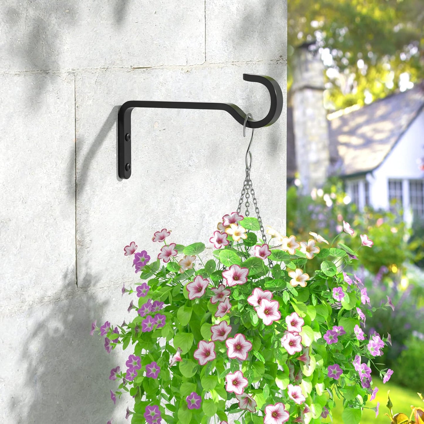 Saffruff Heavy Duty Plant Hooks - 6-Inch Outdoor Hangers | Hold 35lbs for Baskets, Feeders, Lanterns - Black