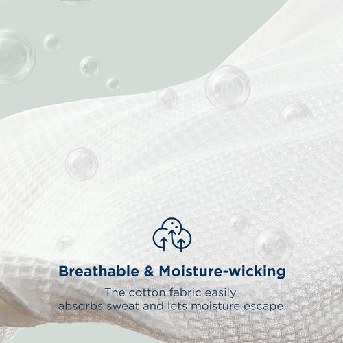 Bedsure Gentlesoft 100% Cotton Blanket - Cooling, Breathable & Soft Queen Size, White, 90x90 Inches