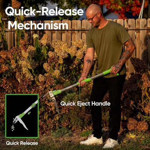 Grootpow Heavy Duty Weed Puller Tool - Stand Up Dandelion Weeder with 40" Handle & 3 Claws