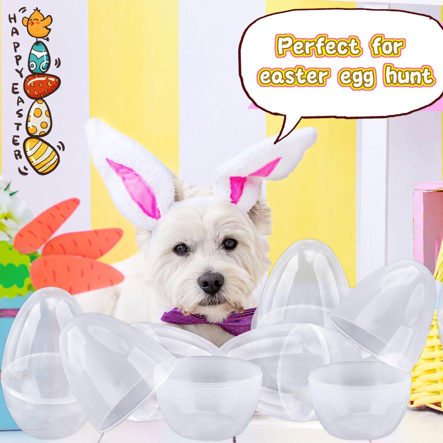 Octaday 18 Pack 8 Inch Plastic Jumbo Easter Eggs White Transparent Fillable Eggs for Hunt Easter Theme Party Supplies