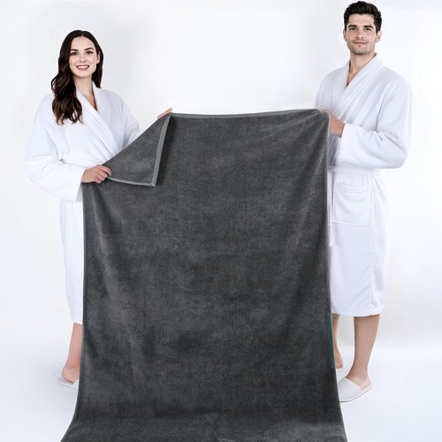 Cotton Paradise 100% Cotton Oversized Bath Sheet - Extra Large Dark Gray Turkish Towel 40x80