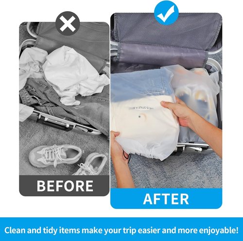 COIDEA Waterproof Travel Shoe Bags - Durable Packing Storage for Men & Women | Clear, 15.7 x 11.8 inches, Set of 5