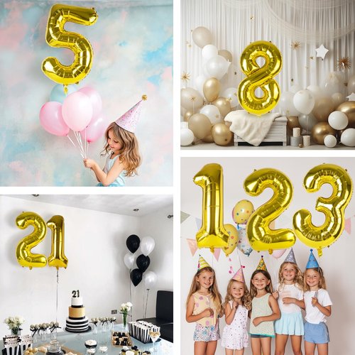 40 inch Number Balloon 0 Number Balloons Gold Large Giant Digital 0 Foil Helium Balloons for 0th Birthday Party Celebration Decorations Supplies 0 Wedding Anniversary