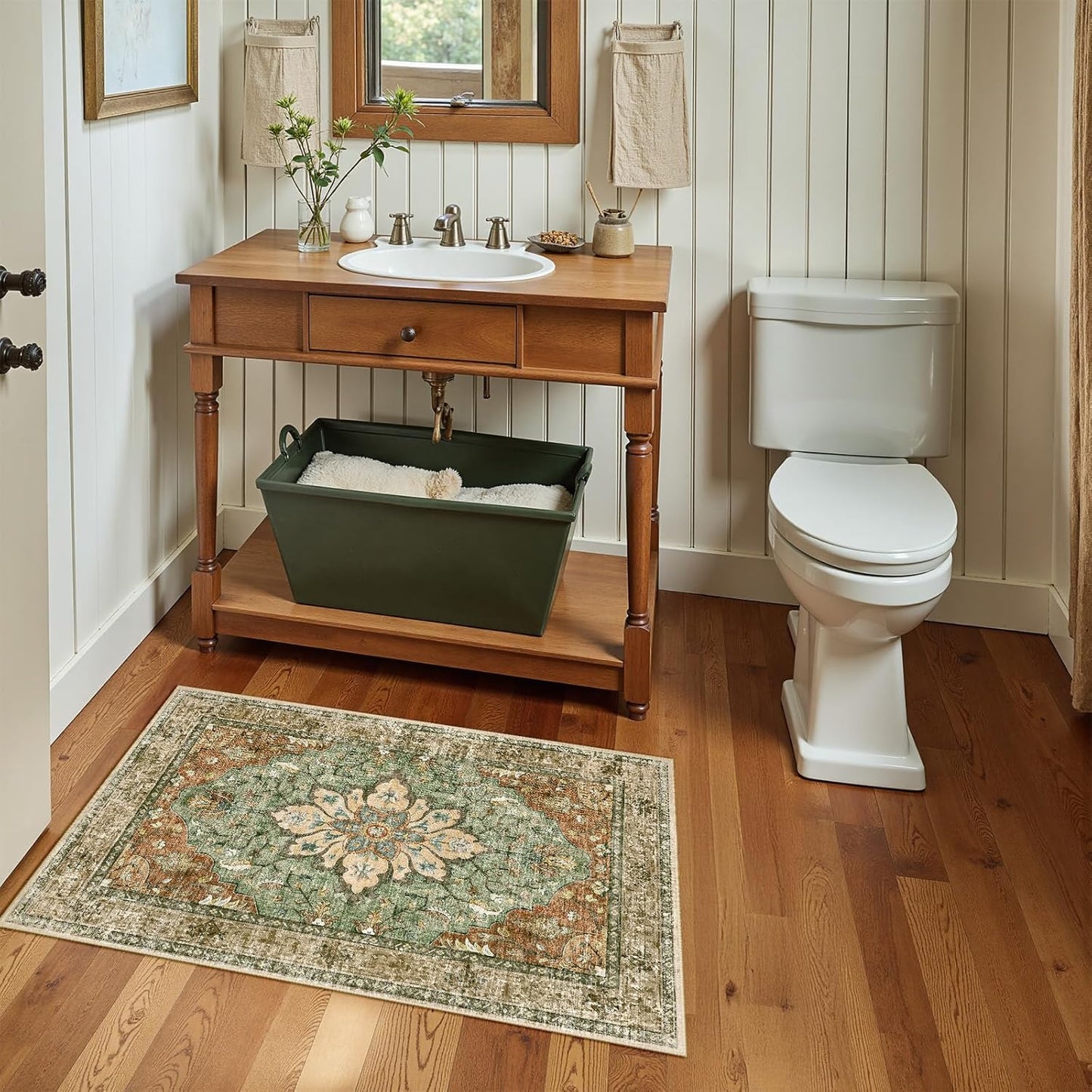 RELEANY Area Rugs - Washable Non-Slip Entryway Rug | 2'x3' Brick Red & Rust Design