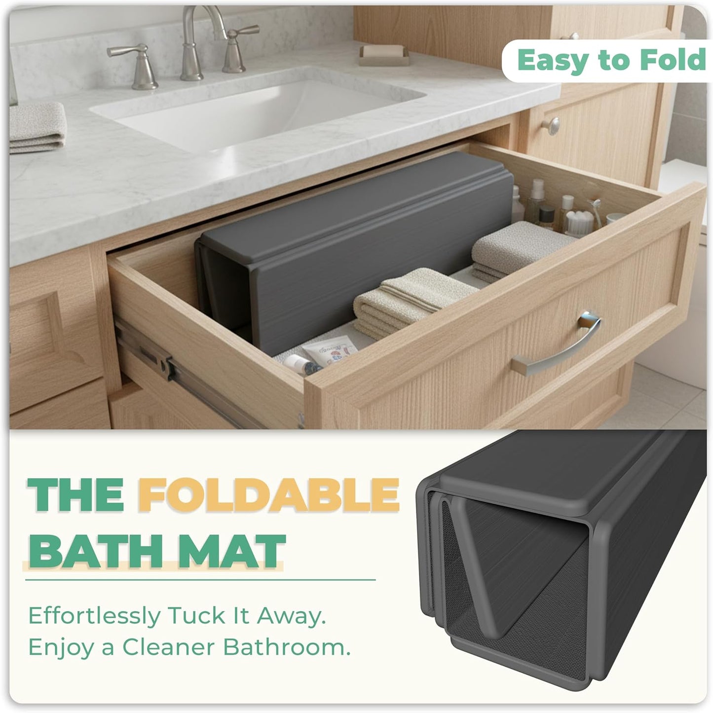 SYIPO Stone Bath Mat - Super Absorbent Non-Slip Diatomite Mat 23.6 x 15.3” | Quick Drying & Easy to Clean, Dark Gray
