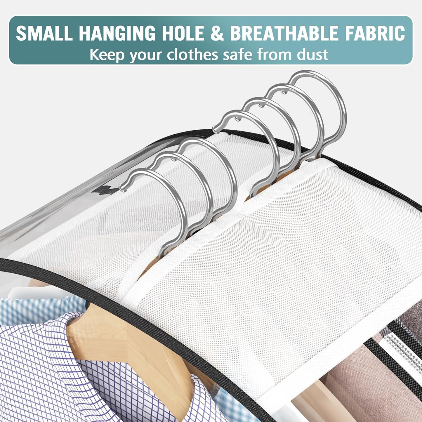 Liuoud Clear Garment Bag - 50” Gusseted Suit Bags for Hanging Clothes | 4 Pack Wardrobe Protectors