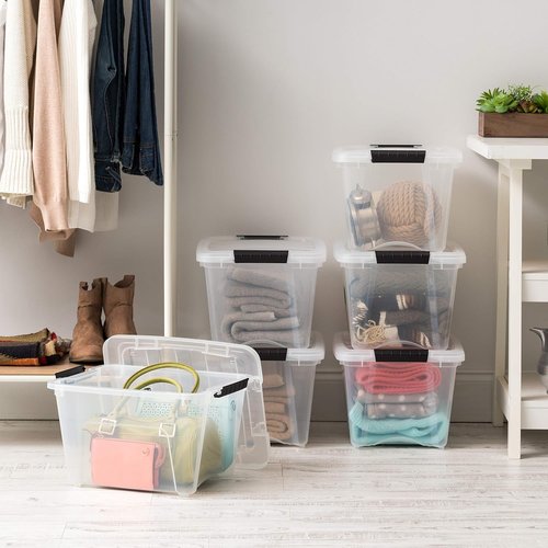 IRIS USA 19 QT Plastic Storage Box - BPA-Free, Durable, Nestable Containers with Lids - Clear | 6 Pack