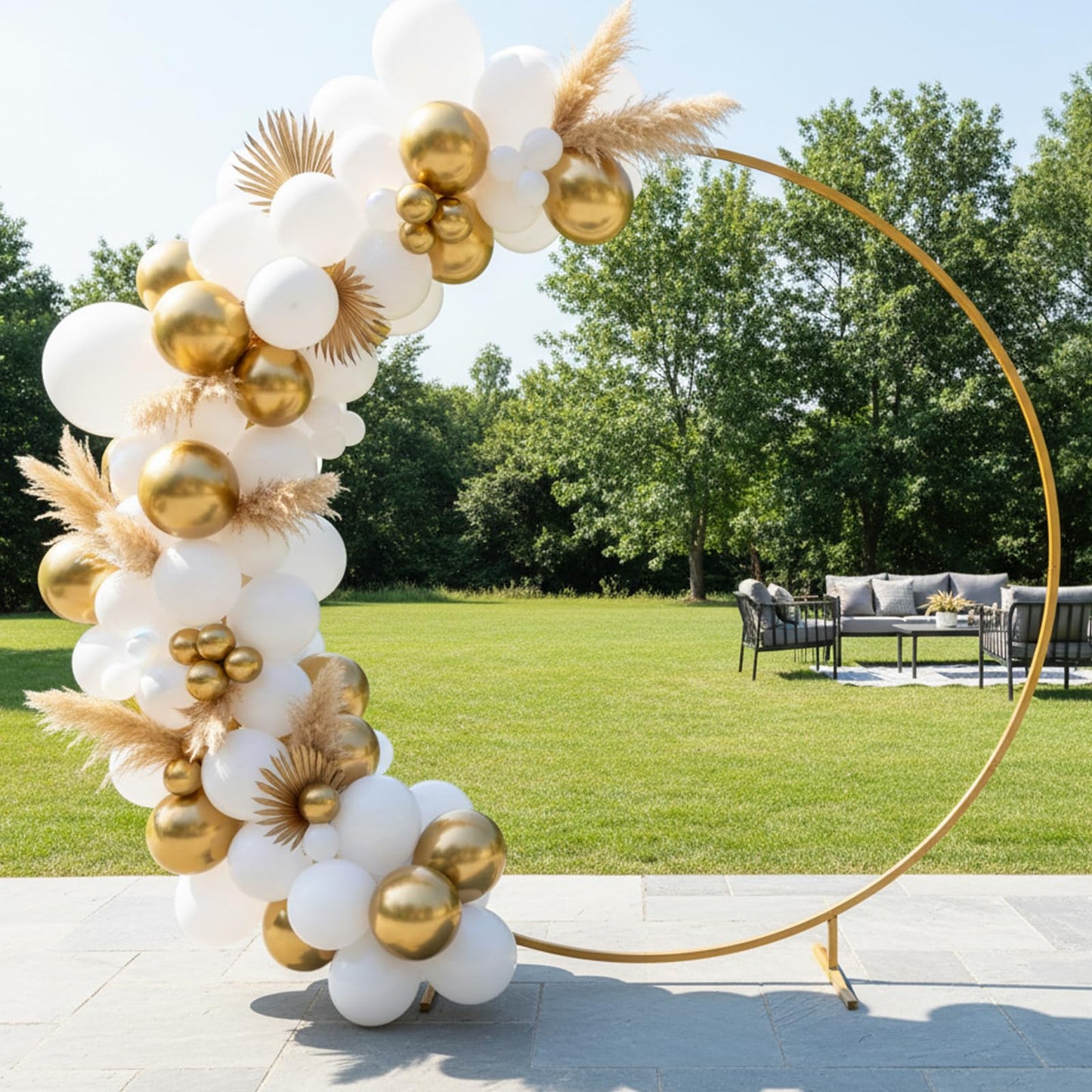 RUBFAC White and Gold Balloons 129pcs Different Sizes Pack of 18 12 10 5 Inch, Latex Balloon Garland Arch Kit for Birthday Party Wedding Holiday Baby Shower Decoration