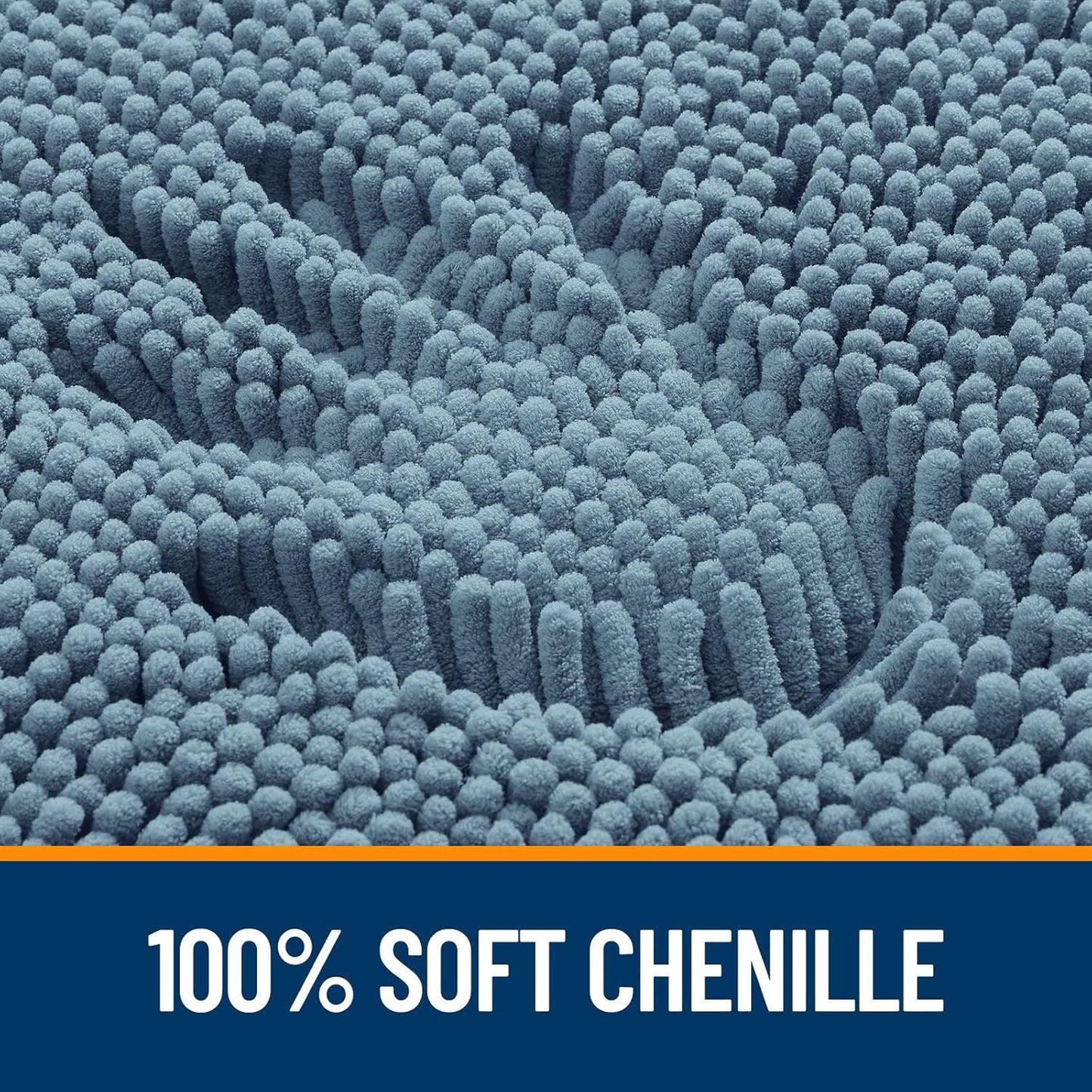 OLANLY Bathroom Runner Rug - Soft Absorbent Chenille with Rubber Backing | Quick Dry, 59x20, Airy Blue